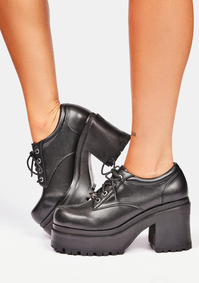 Delia's Stacked Platform Oxfords Black – Dolls Kill