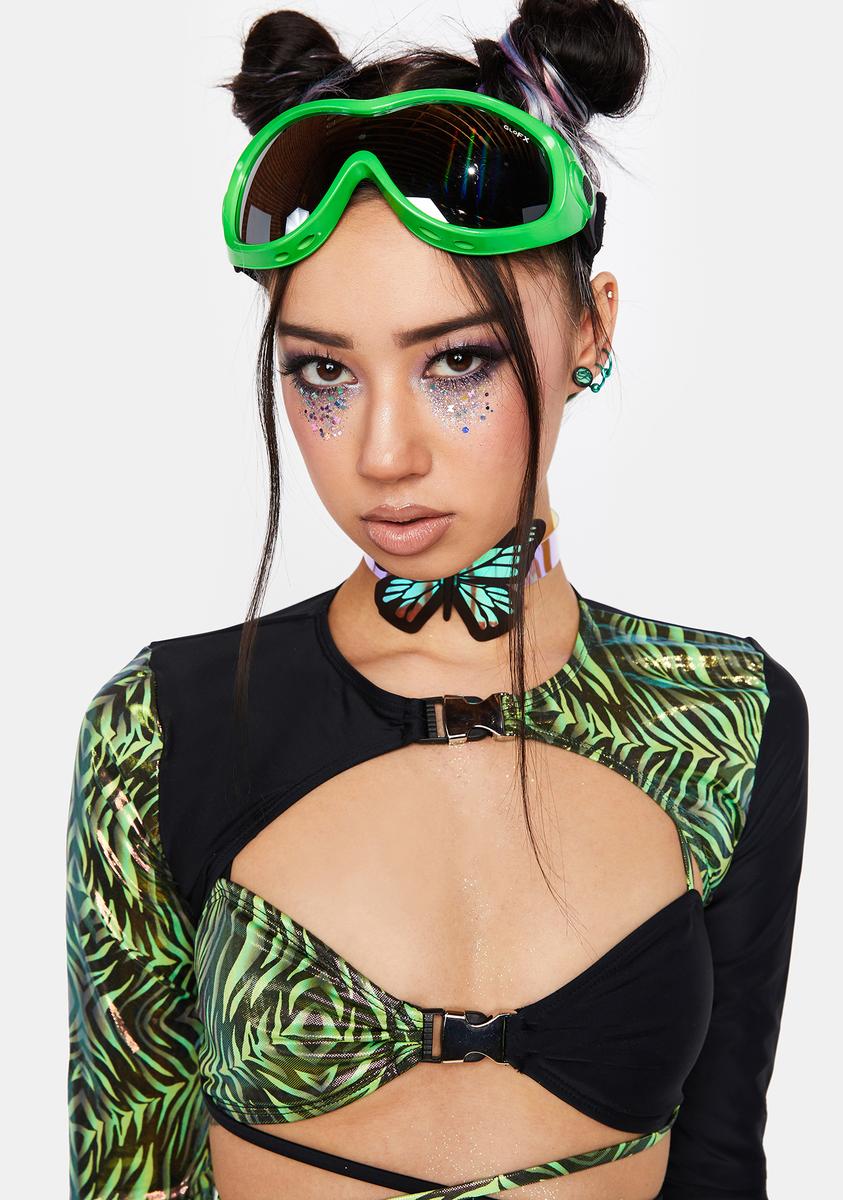 Rave After Rave Neon Zebra Buckle Shrug Rave After Rave Neon Zebra Buckle Shrug
