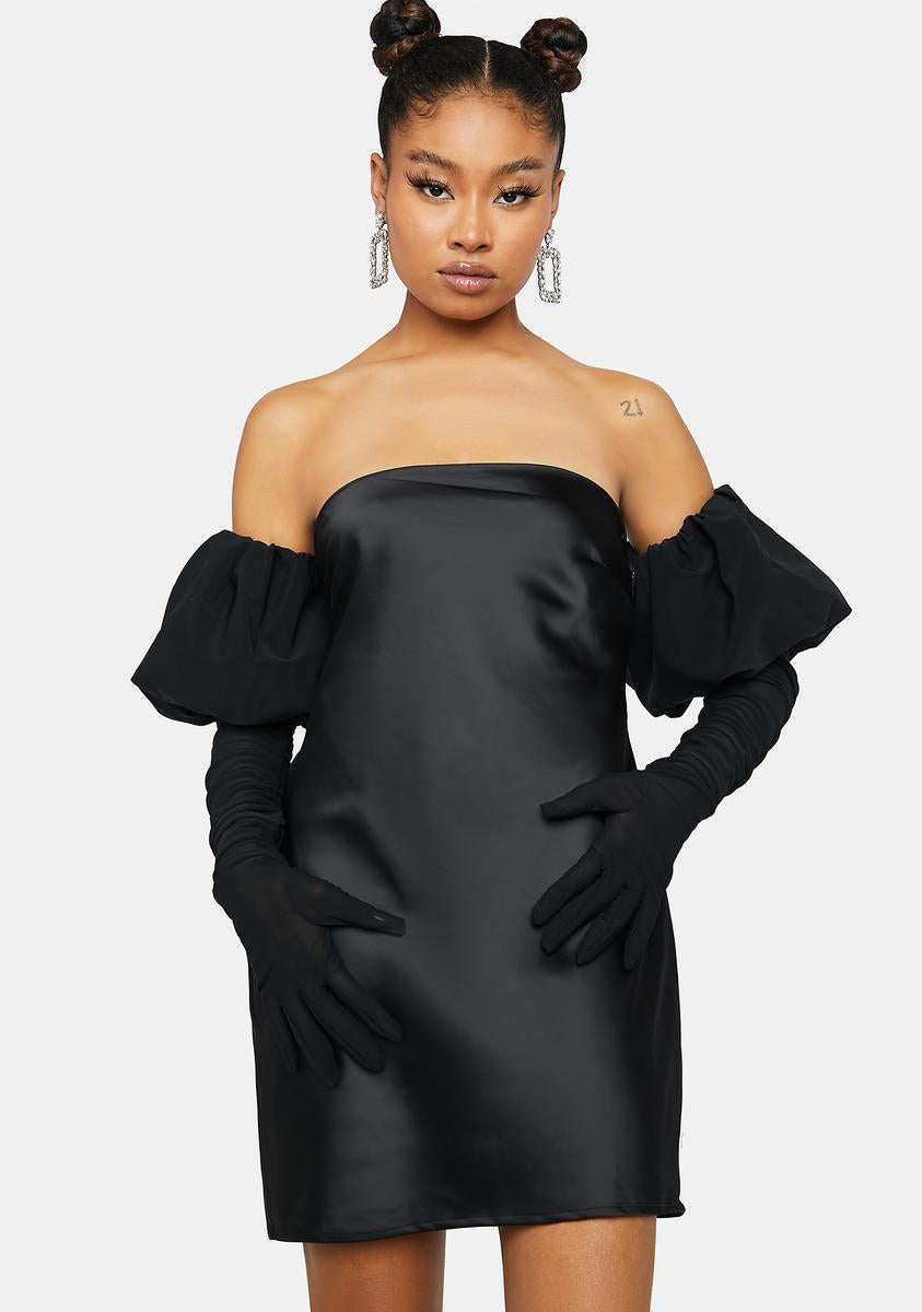 hazel mini dress for love and lemons For Love & Lemons Off The Shoulder Satin Dress