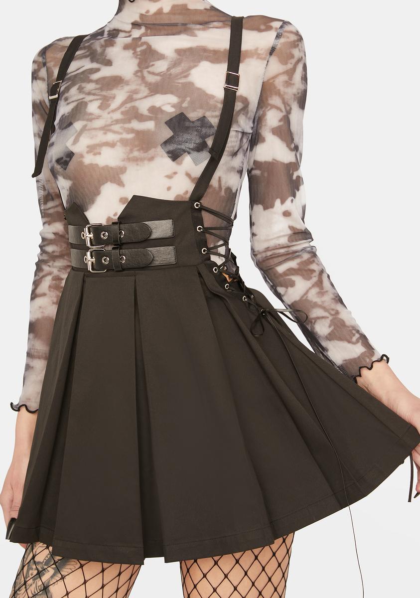 black pleated pinafore dress Pleated Georgette Pinafore Dress La Garonne