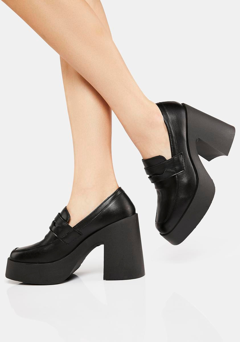 Altercore Vegan Leather Platform Loafers Black Dolls Kill