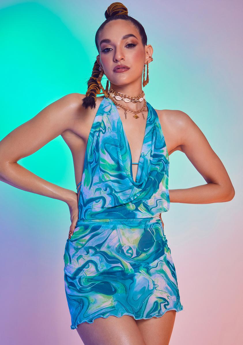 Jaded London Green Marble Print Halter Dress Dolls Kill Jaded London Green Marble Print Halter Dress Dolls Kill