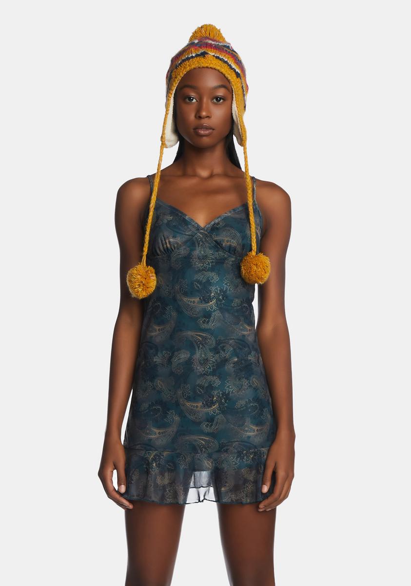 Motel Paisley Mesh Mini Dress - Tonal Blue Dolls Kill Motel Paisley Mesh Mini Dress - Tonal Blue Dolls Kill