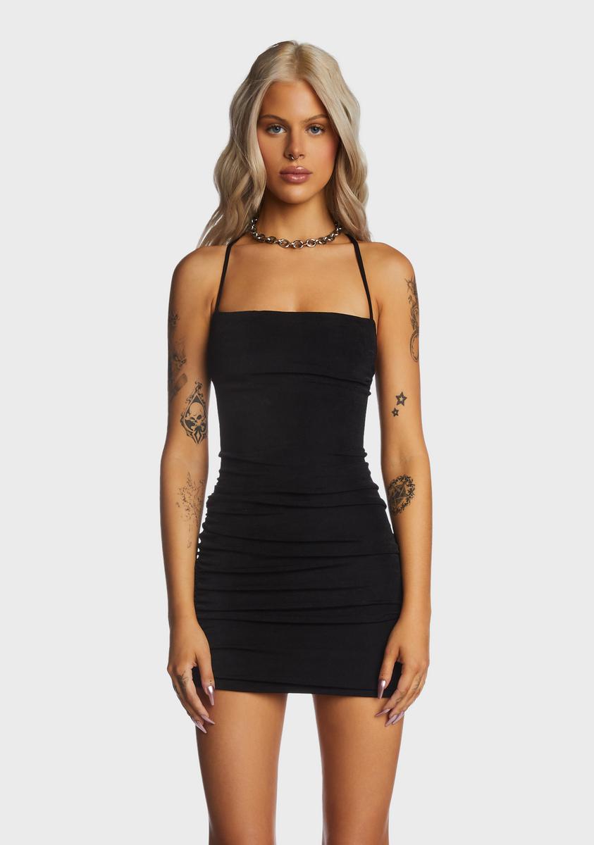Ruched Bodycon Mini Dress - Black Dolls Kill Ruched Bodycon Mini Dress - Black Dolls Kill