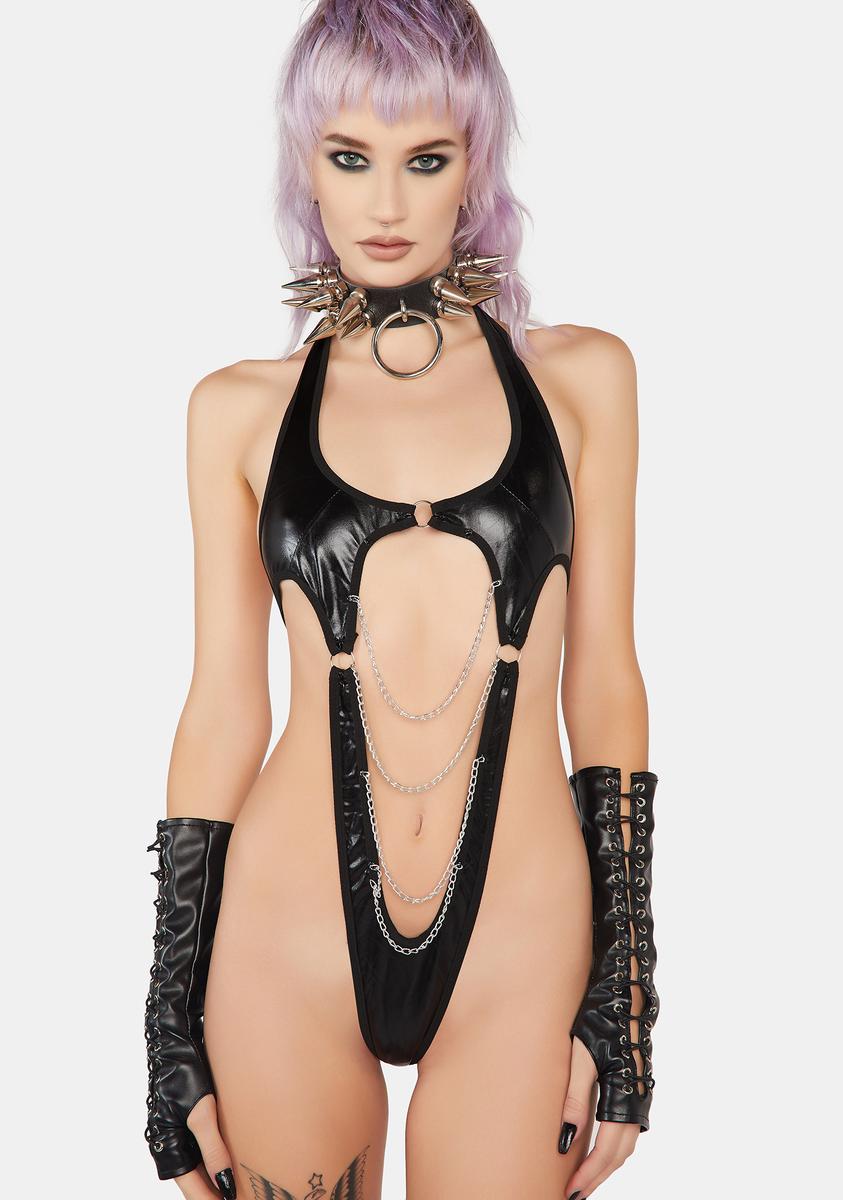 Tru Demurr Vegan Leather Chain Bodysuit - Black Dolls Kill Tru Demurr Vegan Leather Chain Bodysuit - Black Dolls Kill