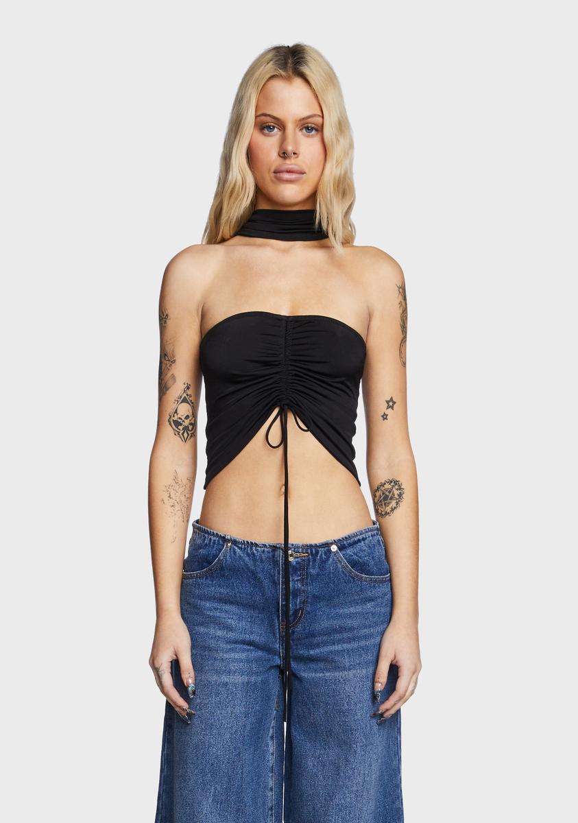 Black Choker Crop Top - XS/S