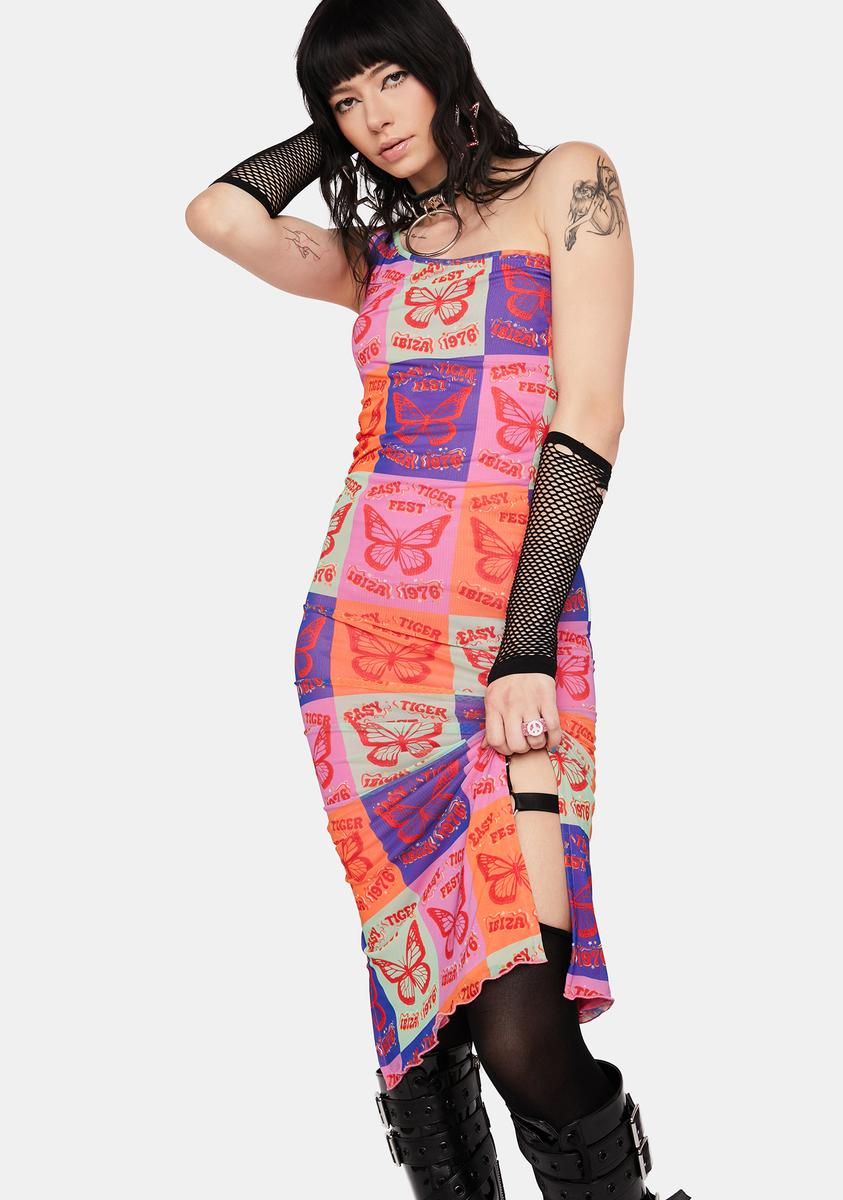 EASY TIGER One Shoulder Patchwork Print Double-Layered Mesh Lettuce Trim Midi Dress - Pink Dolls Kill EASY TIGER One Shoulder Patchwork Print Double-Layered Mesh Lettuce Trim Midi Dress - Pink Dolls Kill