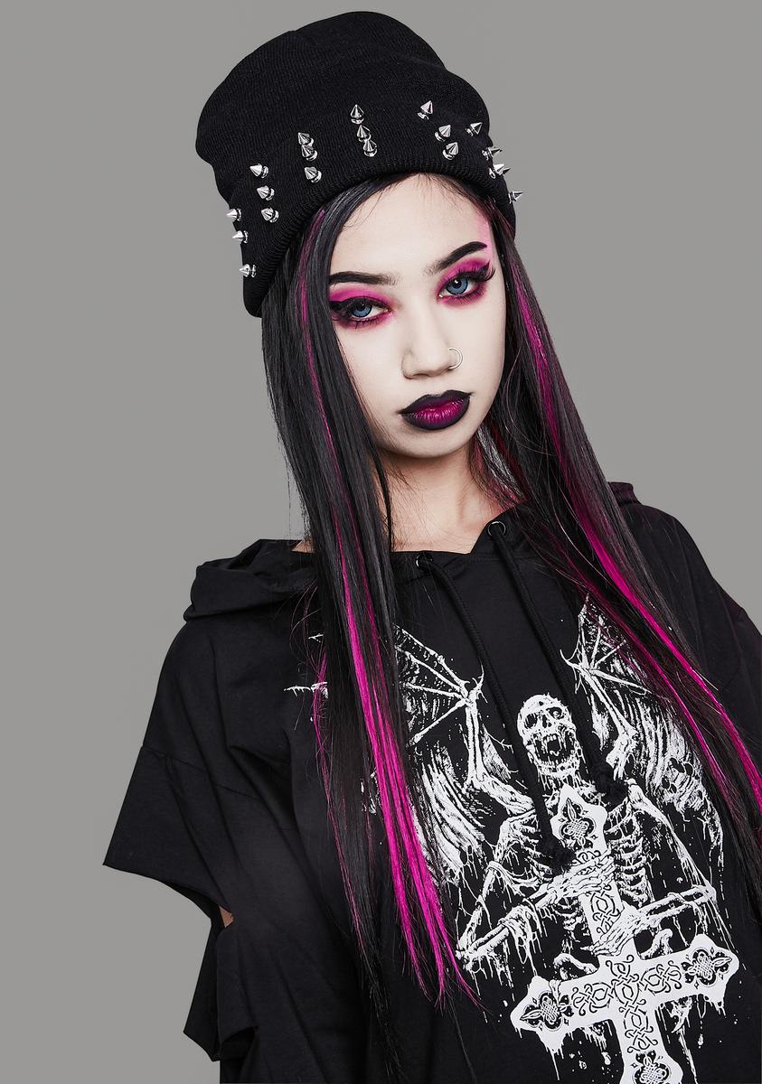 Widow Spike Studded Beanie - Black – Dolls Kill