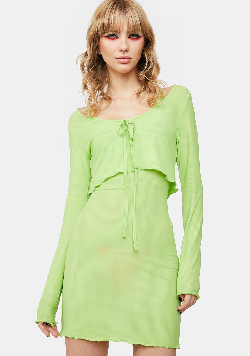 Mesh Cardigan Mini Dress Set