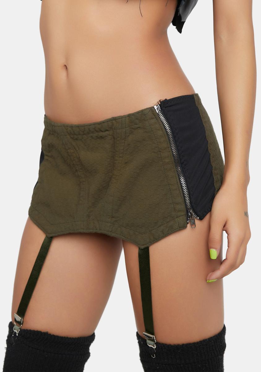 Junker Mini Skirt With Garter Straps - Green Dolls Kill Junker Mini Skirt With Garter Straps - Green Dolls Kill