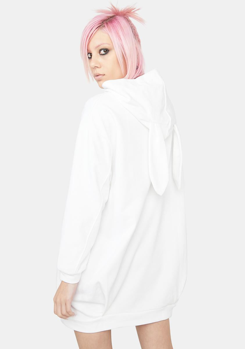 strapless open back dress Bunny Ear Hoodie Oversized Pullover – Dolls Kill