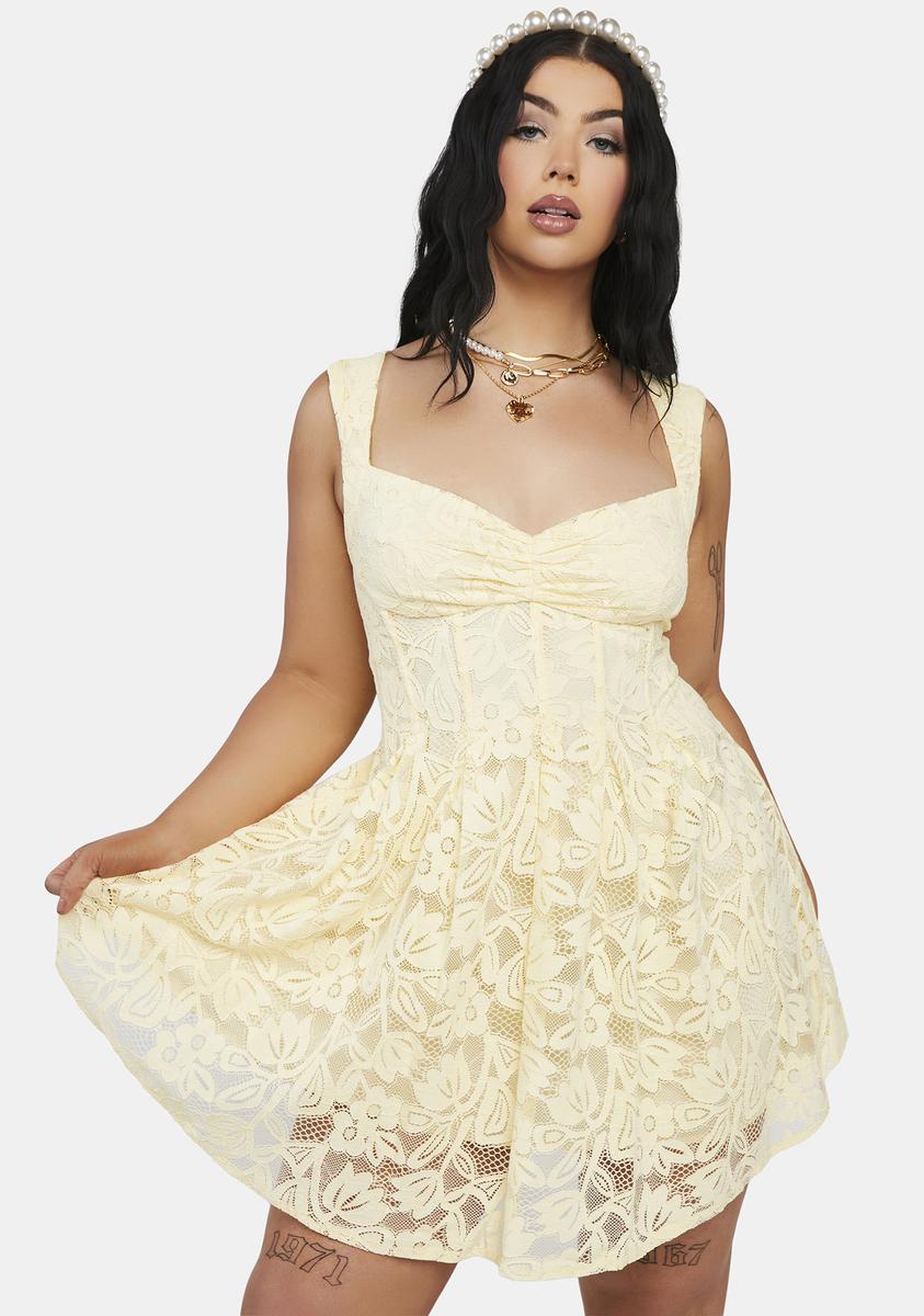 Plus Size For Love & Lemons Lace Cutout Mini Dress - Yellow Dolls Kill Plus Size For Love & Lemons Lace Cutout Mini Dress - Yellow Dolls Kill