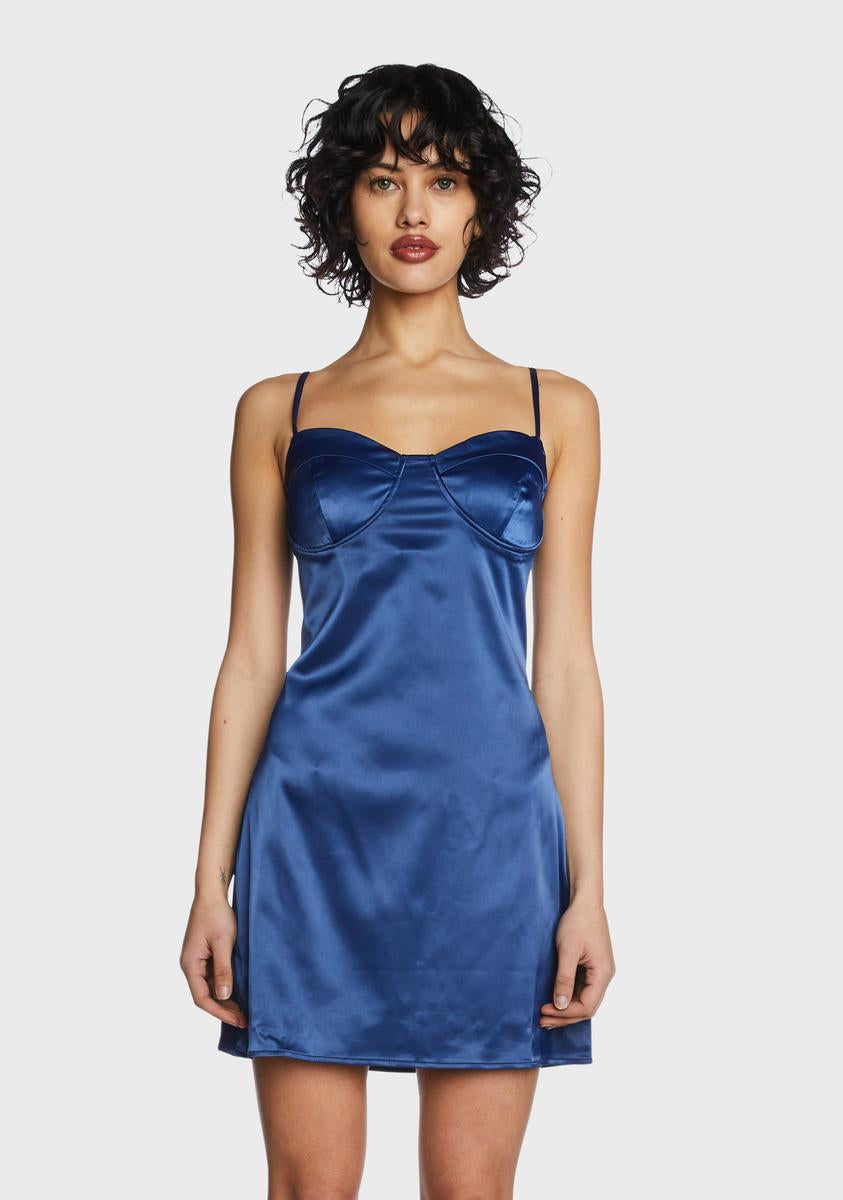 Navy silk mini dress online