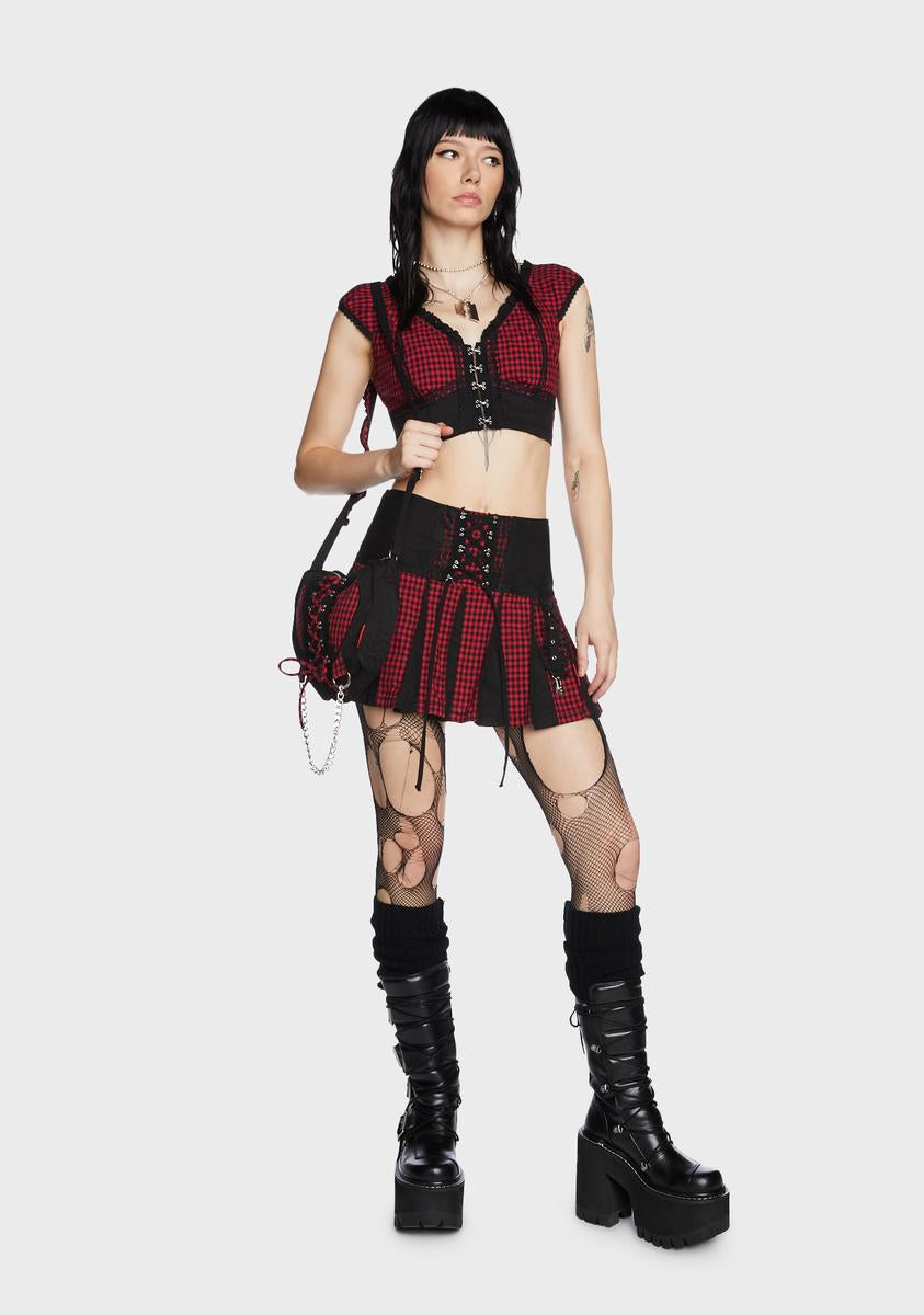 Tripp NYC Gingham Print Heart Bag - Black/Red – Dolls Kill