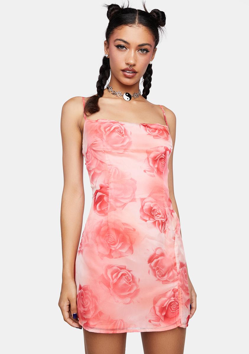 Elsie & Fred Rose Print Mini Slip Dress