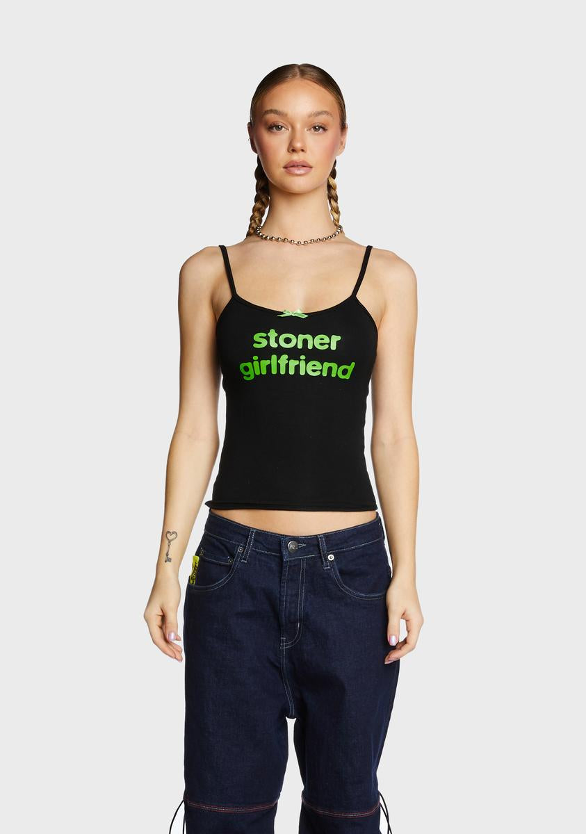 OMIGHTY キャミソール STONER GIRLFRIEND ホワイト レア O Mighty Stoner Girlfriend Cami Top - Black – Dolls Kill