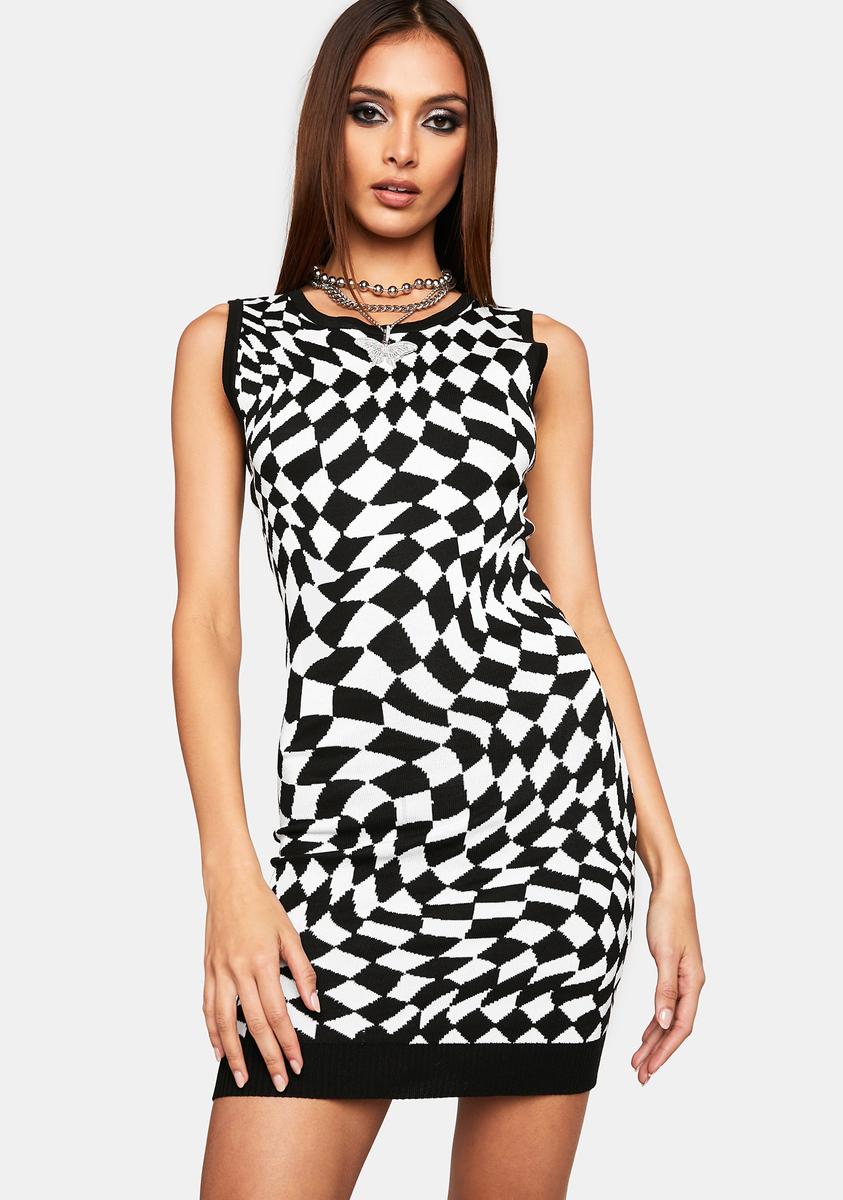 black and white checkered bodycon dress Strapless Black And White Checkered Bodycon Dress