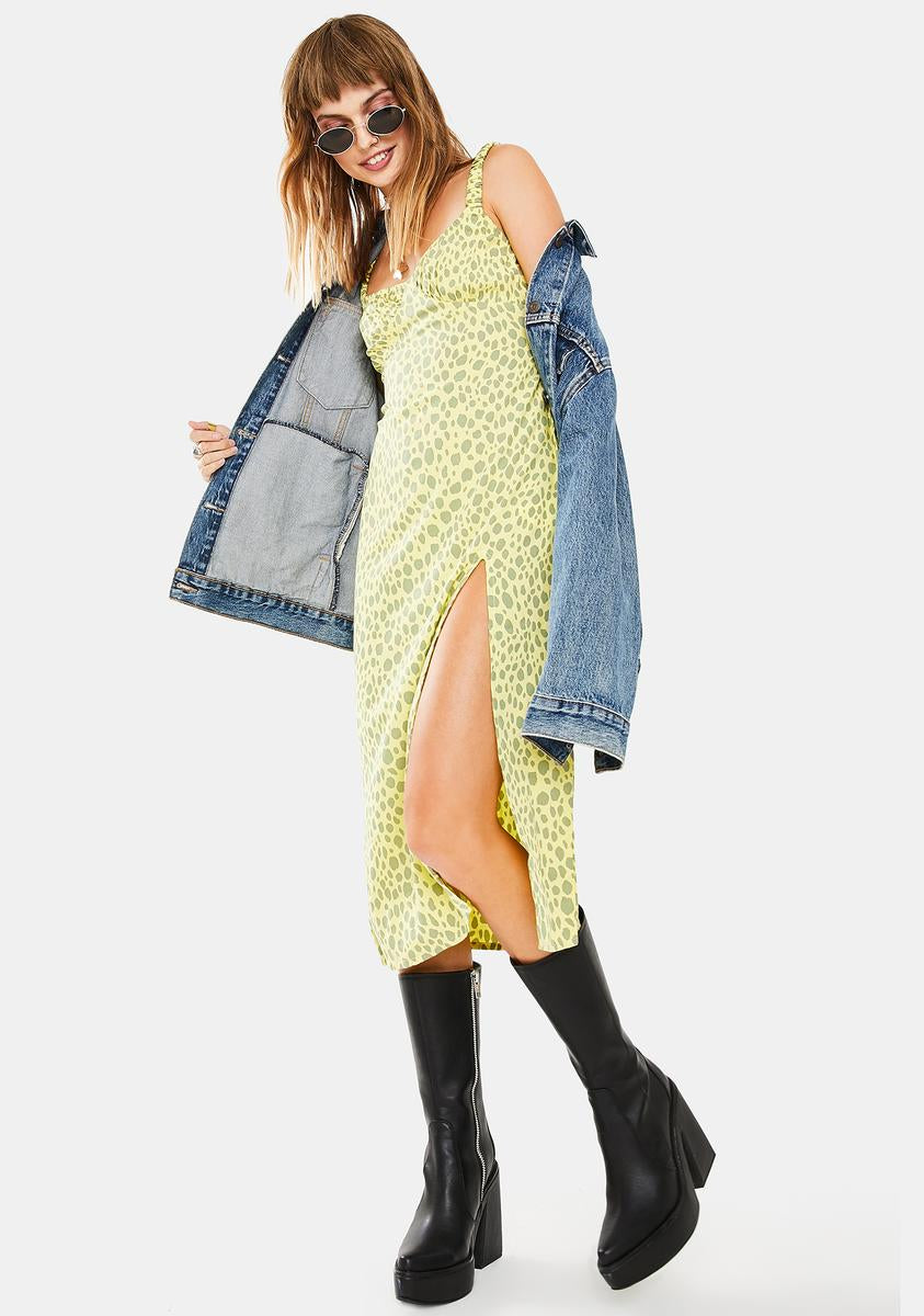 Motel Wild Cat Green Jova Midi Dress – Dolls Kill