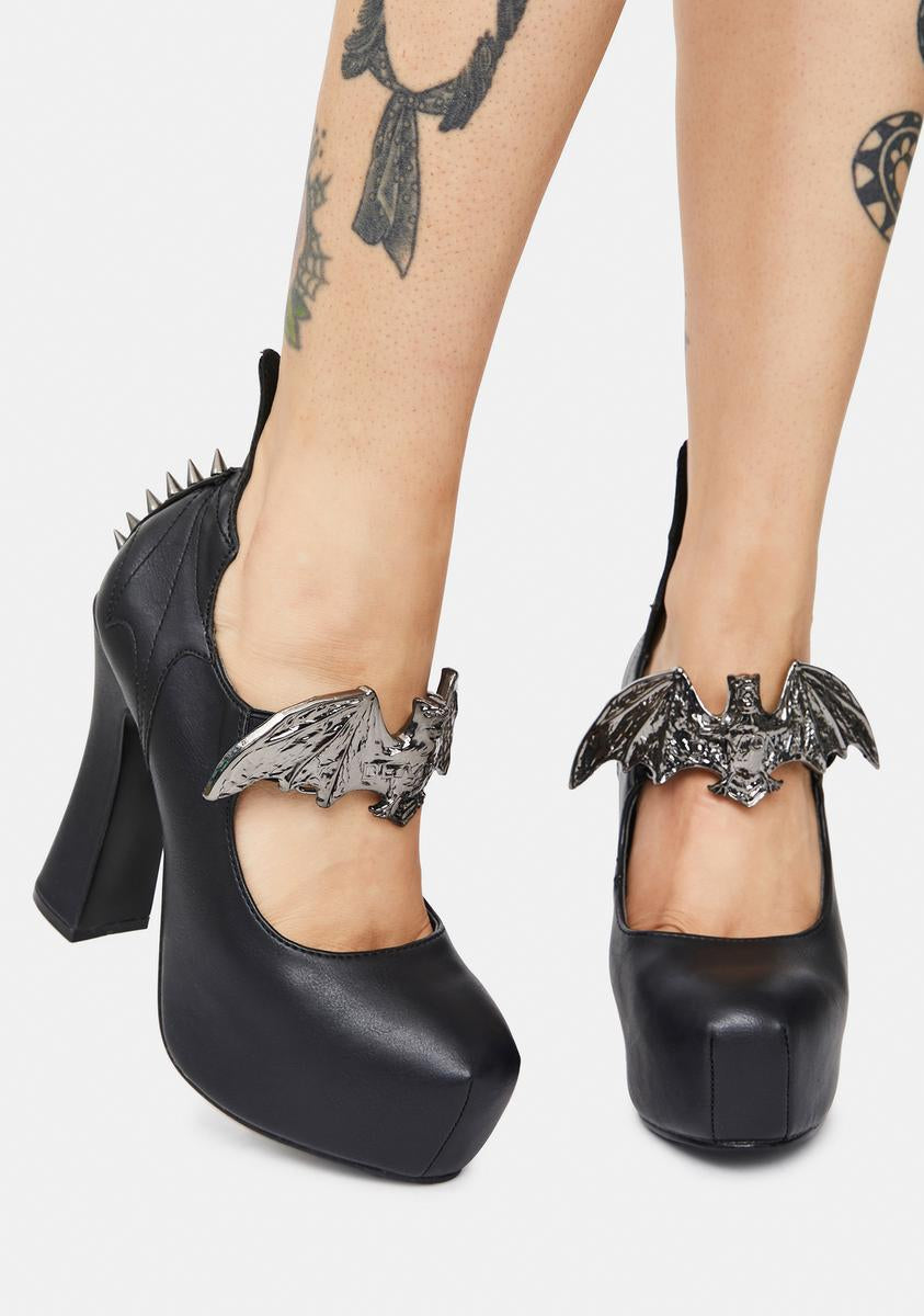 Demonia Demon 18 Bat Mary Jane Heels Vegan Leather – Dolls Kill