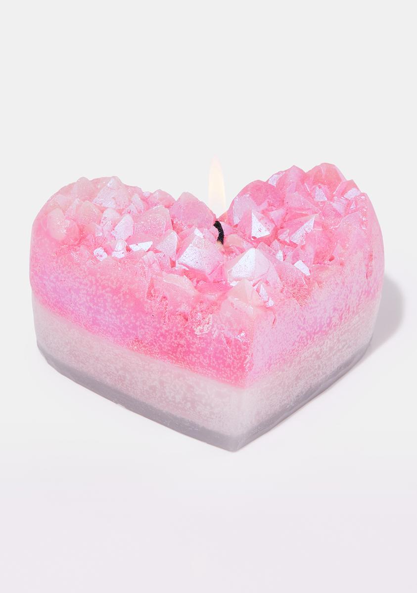 Zen Den Candles Rose Quartz Heart Candle Pink Dolls Kill