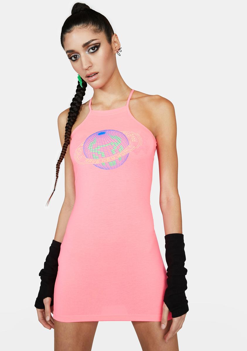 Cyberdog UV Reactive Rave Graphic Tank Dress