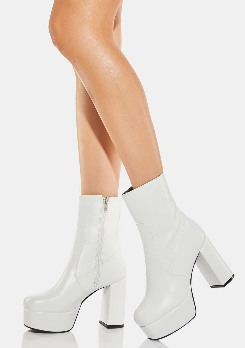 Lamoda Ankle Side Zip Boots White – Dolls Kill