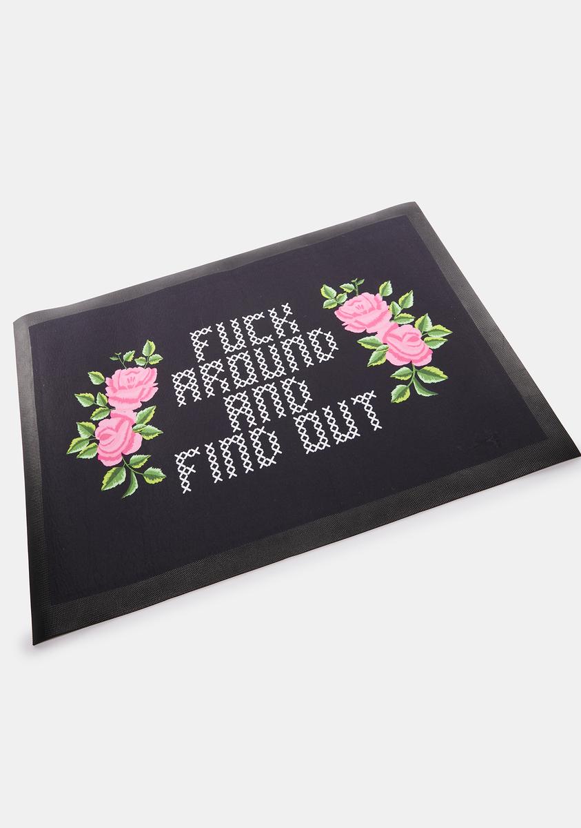 Dolls Home Floral Graphic Doormat - Black