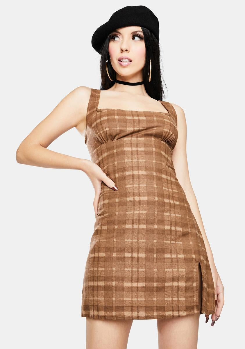 Motel Brown Check Mehra Mini Dress Dolls Kill Motel Brown Check Mehra Mini Dress Dolls Kill