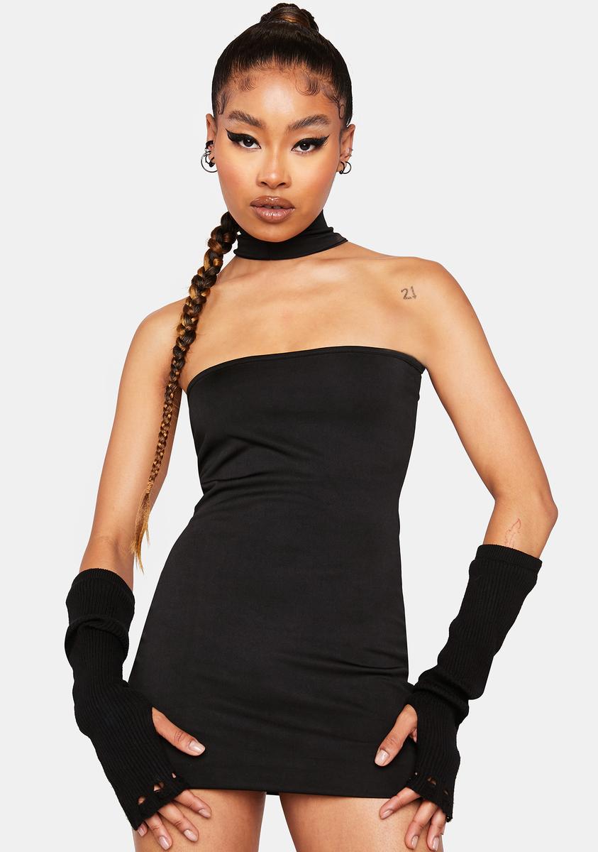 Mockneck Bodycon Mini Dress - Black Mockneck Bodycon Mini Dress - Black