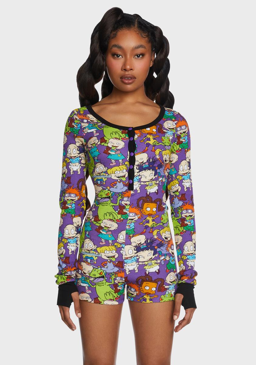 Dolls Kill x Rugrats Character Print Thermal Onesie Purple