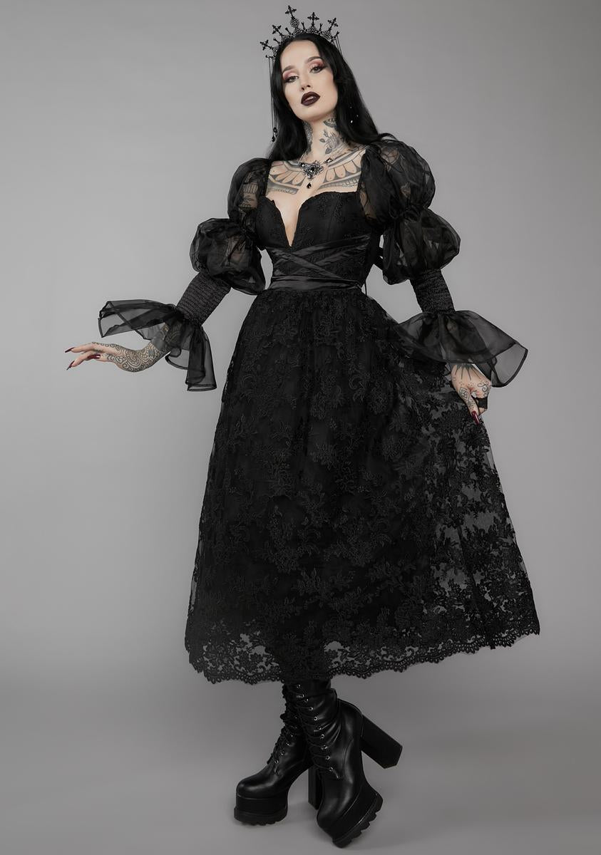 Unholy Tulle Floral Midi Dress