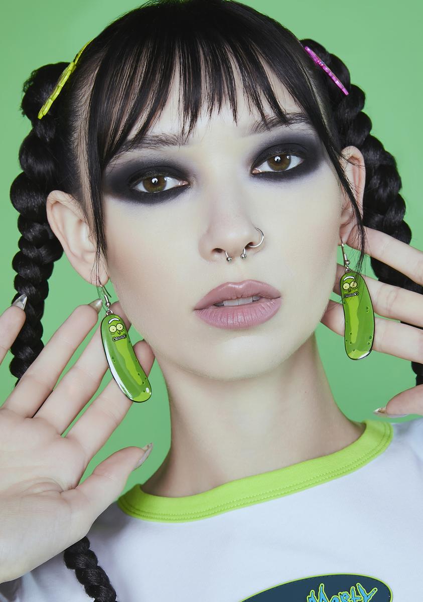 Dolls Kill x Rick & Morty Enamel Pickle Rick Earrings Multi