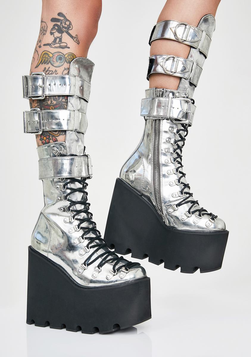 dolls kill current mood ウエスタンブーツ スタッズ Current Mood Stud Platform Cowboy Boots - Black – Dolls Kill