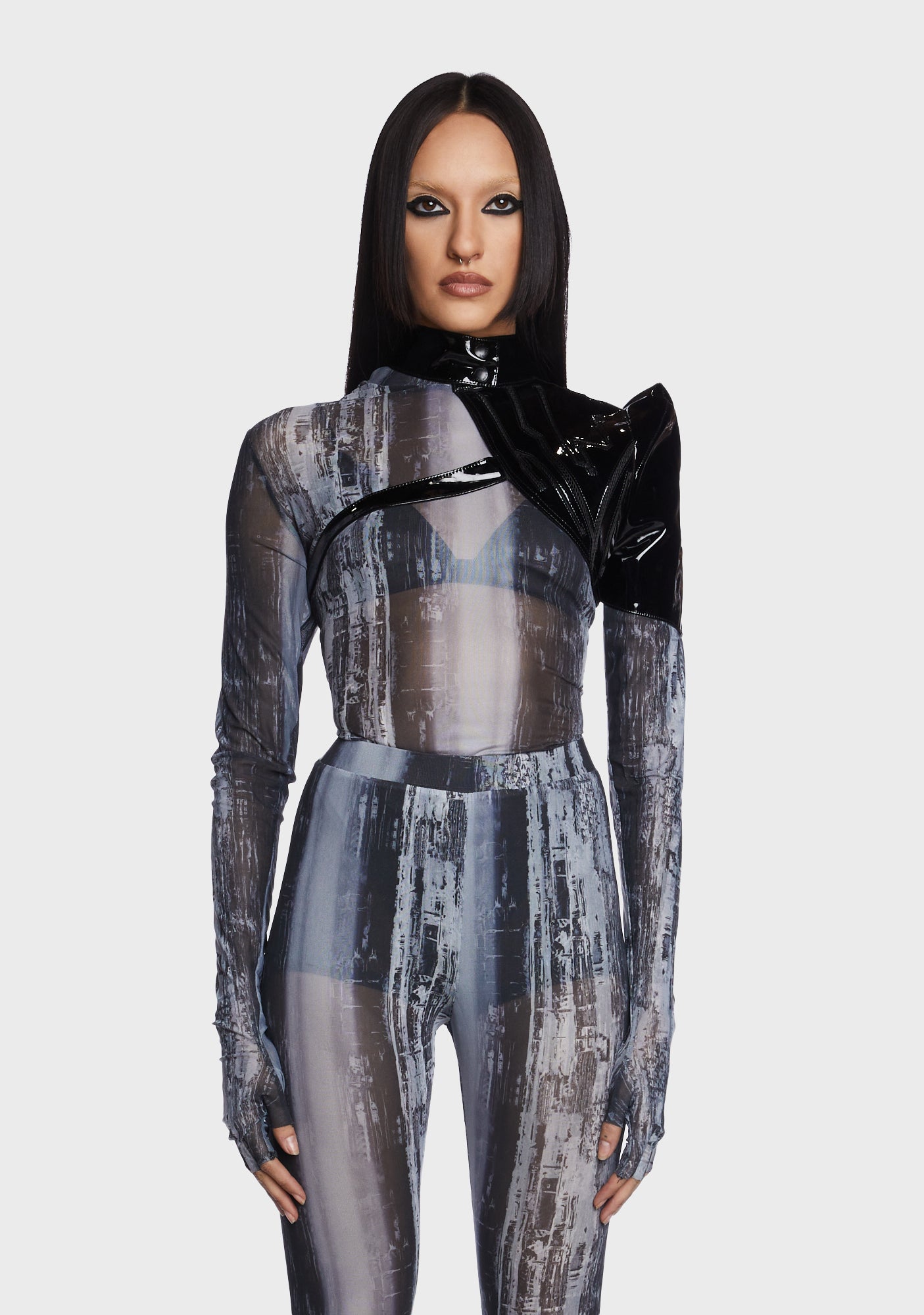 Punk Rave Vinyl One Shoulder Crop Jacket - Black – Dolls Kill