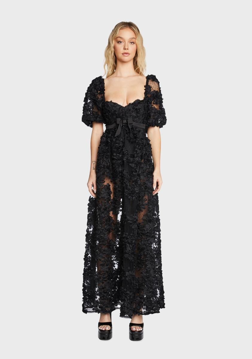 For Love & Lemons Organza Floral Maxi Dress
