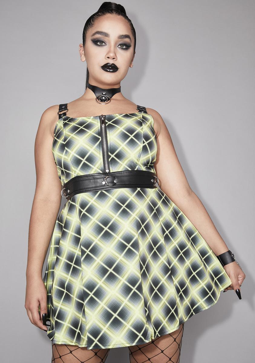 Widow Plus Size Vegan Leather Strap Plaid Zipper Mini Dress Dolls Kill Widow Plus Size Vegan Leather Strap Plaid Zipper Mini Dress Dolls Kill