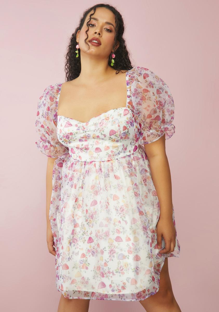 Sugar Thrillz Plus Size Mushroom Print Puff Sleeve Babydoll Dress Dolls Kill Sugar Thrillz Plus Size Mushroom Print Puff Sleeve Babydoll Dress Dolls Kill