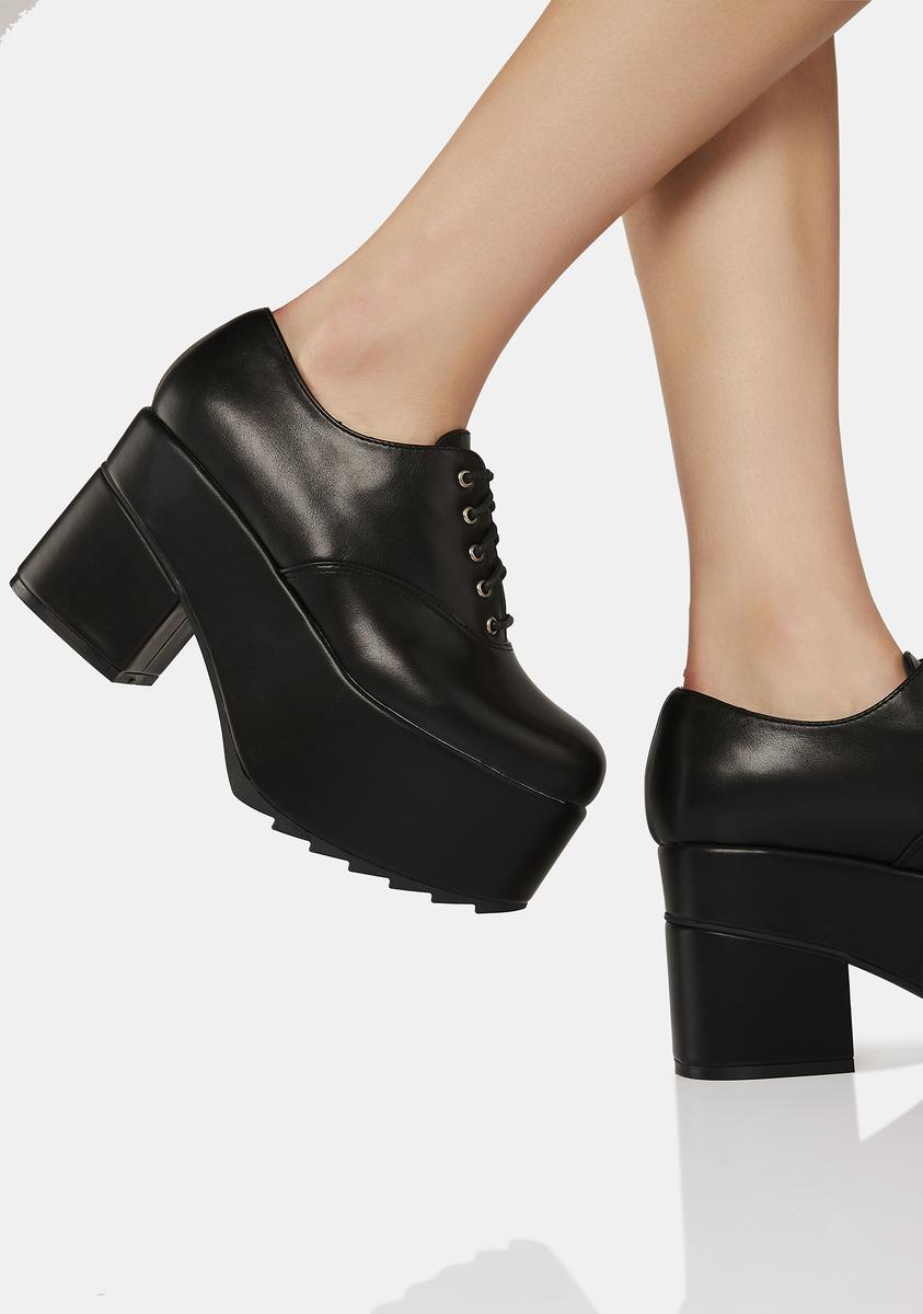 Lamoda Vegan Leather Platform Oxfords - Black Dolls Kill Lamoda Vegan Leather Platform Oxfords - Black Dolls Kill