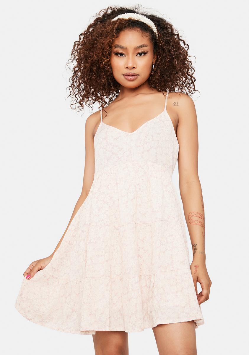 Floral V Neck Flowy Tank Mini Dress - Cream/Lilac Dolls Kill Floral V Neck Flowy Tank Mini Dress - Cream/Lilac Dolls Kill