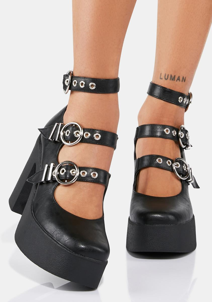 Lamoda Chunky Platform Heels Black – Dolls Kill - Main Image