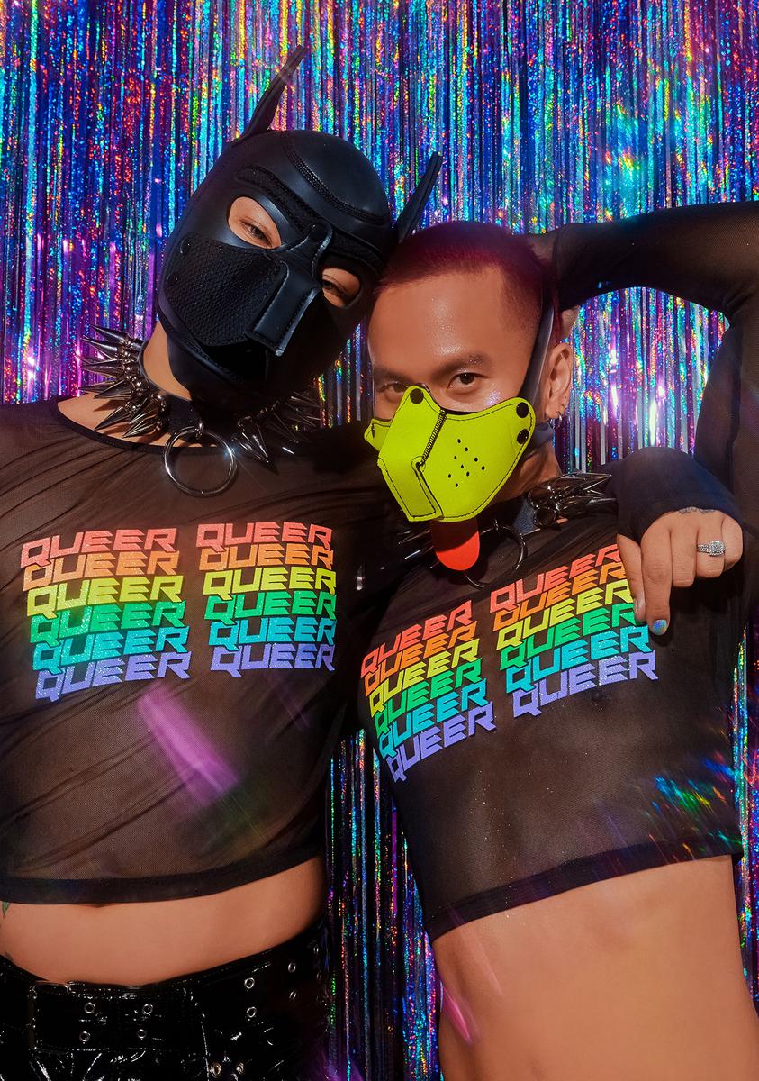 rainbow mesh top