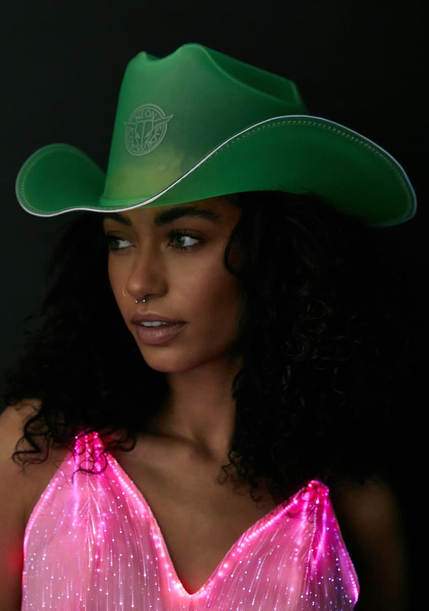 Neon Cowboys Light Up Cowboy Hat Green – Dolls Kill
