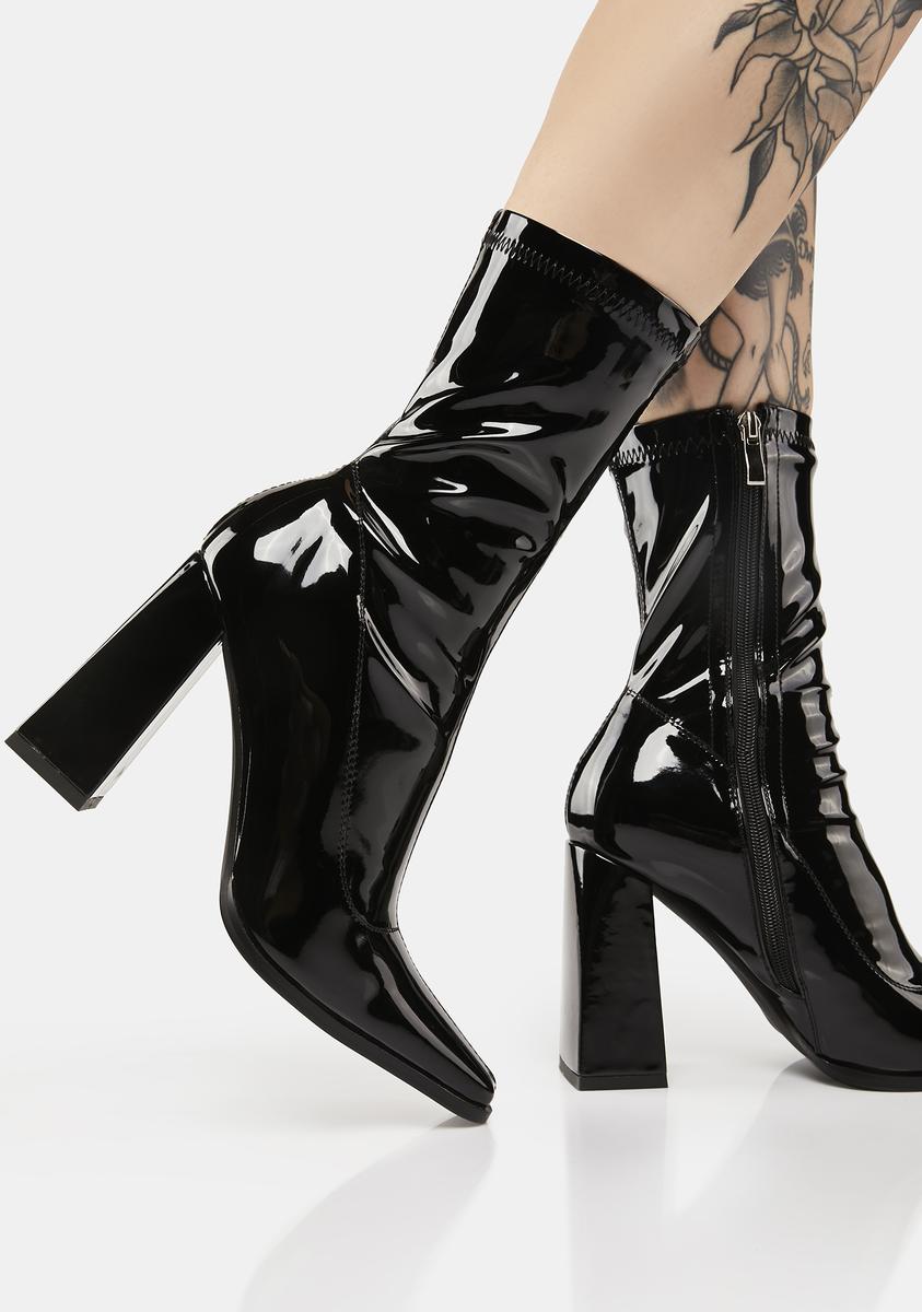 Patent leather sock booties Clearance