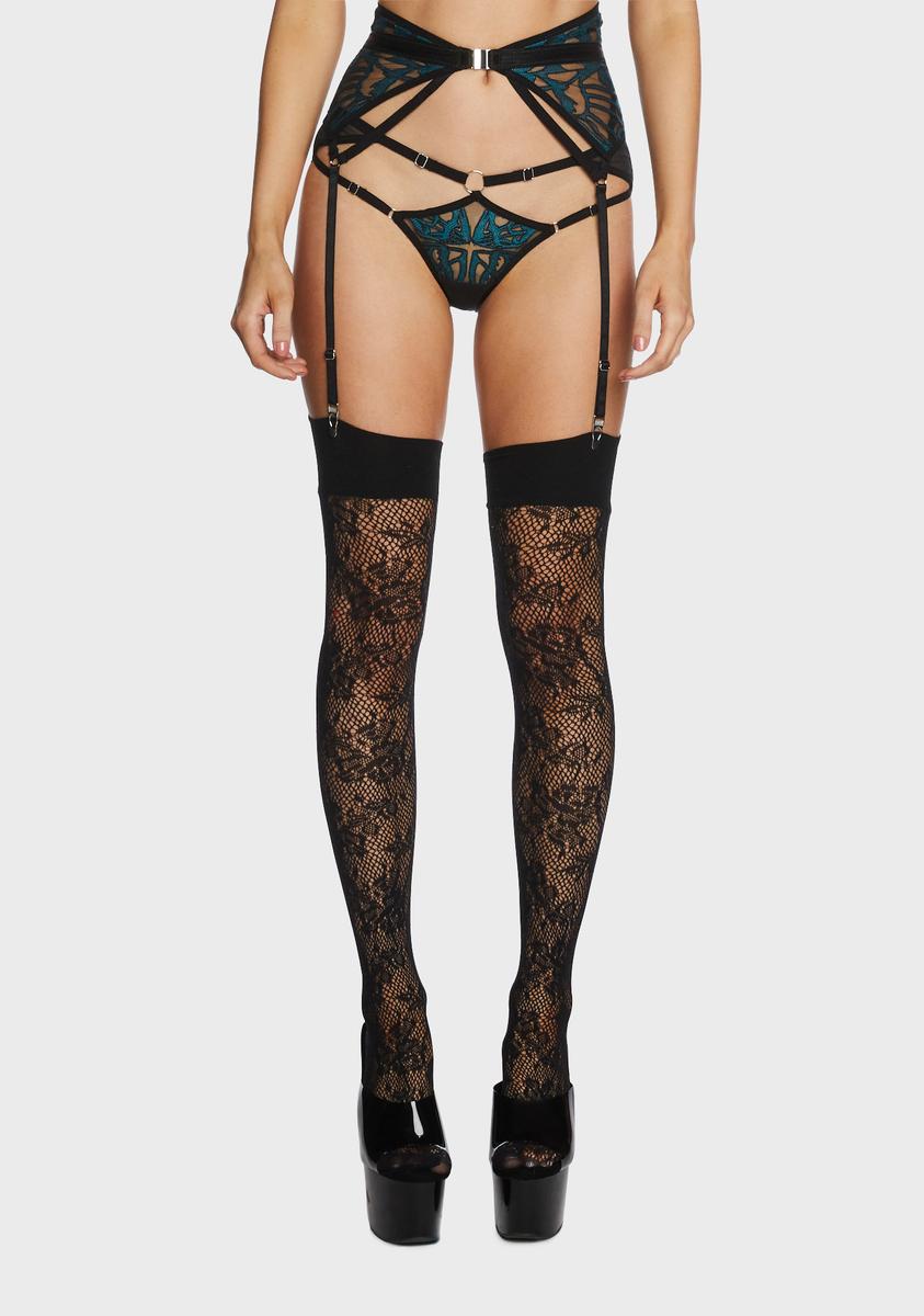Thistle And Spire Butterfly Embroidered Garter Belt