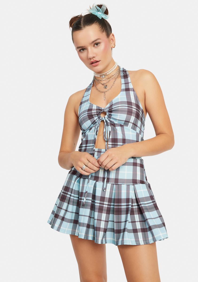 Plaid Corset Mini Skirt Set