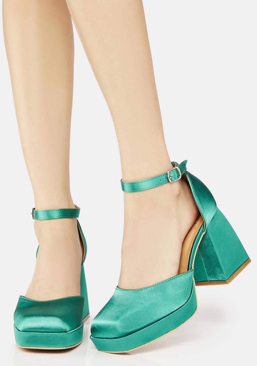 block heels green