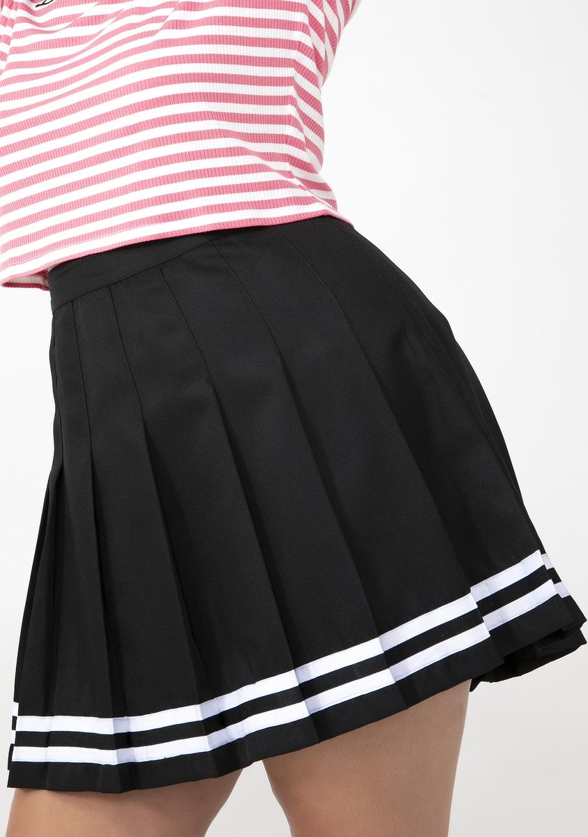 Plus Size Delias Pleated Skirt Mini Stripe Black Dolls Kill