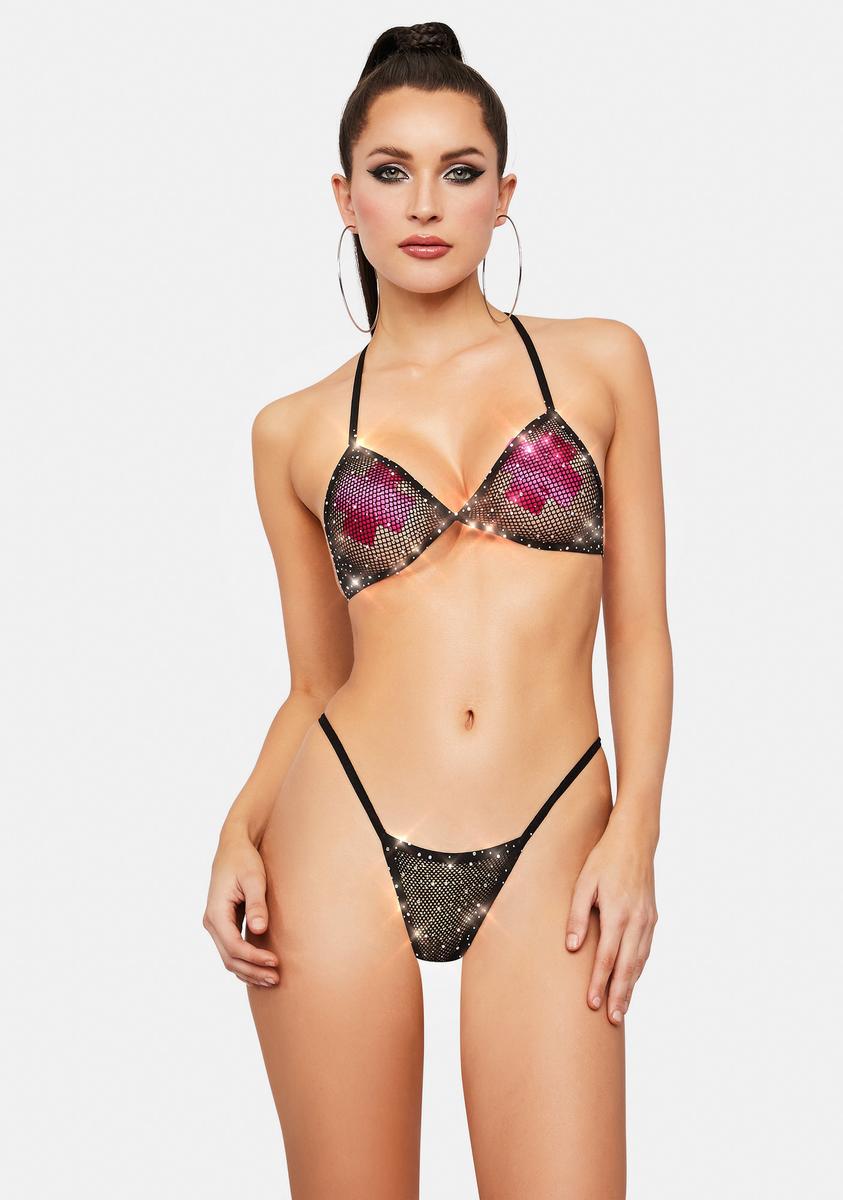 Glitter Fishnet Lingerie Set - Black Dolls Kill Glitter Fishnet Lingerie Set - Black Dolls Kill