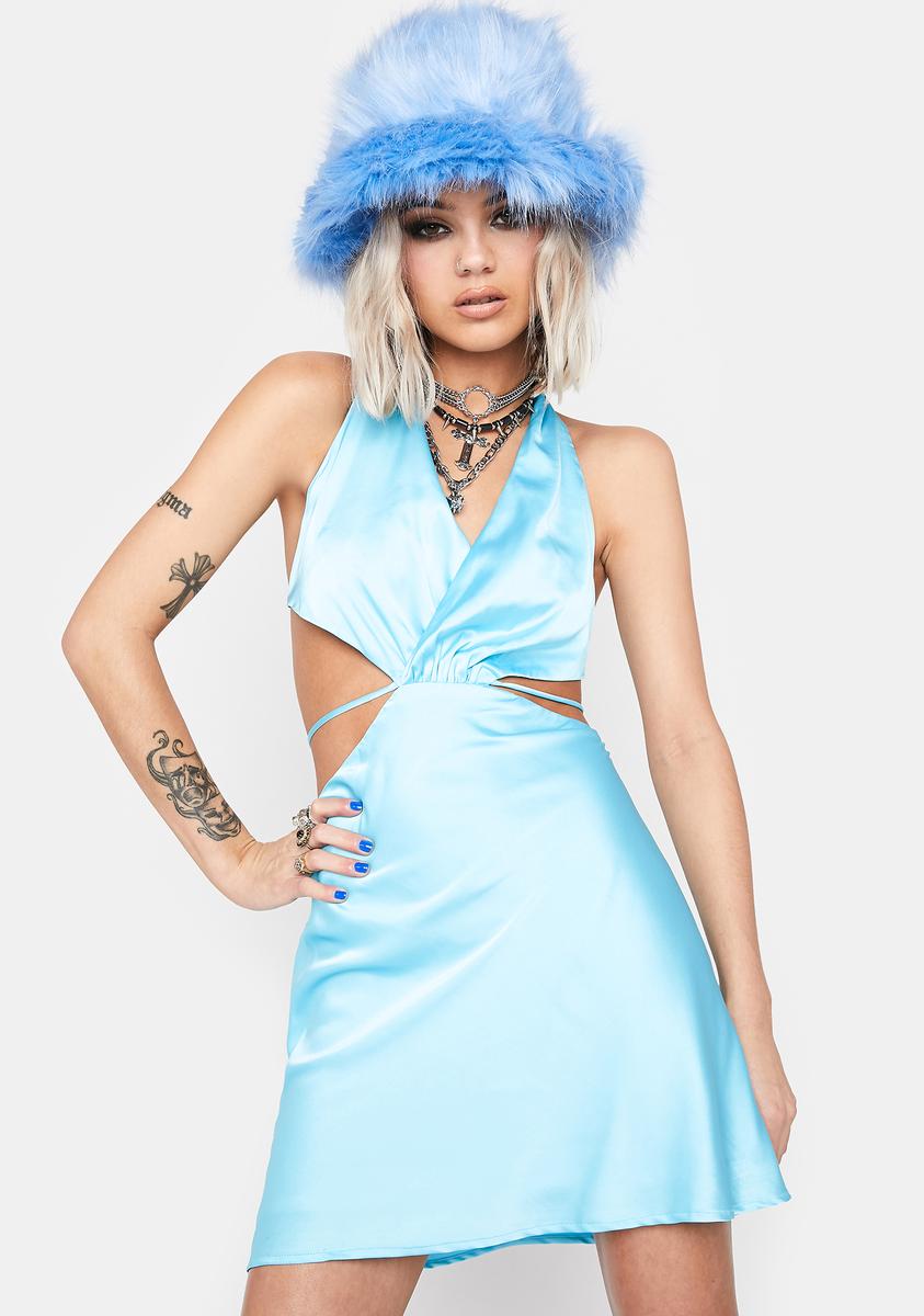Satin Halter Cut Out Open Back Mini Dress - Light Blue Dolls Kill Satin Halter Cut Out Open Back Mini Dress - Light Blue Dolls Kill