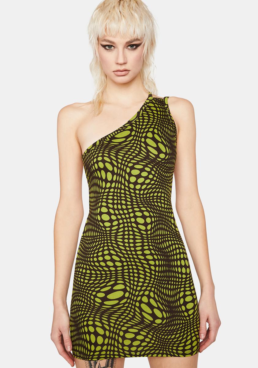 Motel Optic Polka Dot Print Bodycon Mini Dress - Green Dolls Kill Motel Optic Polka Dot Print Bodycon Mini Dress - Green Dolls Kill
